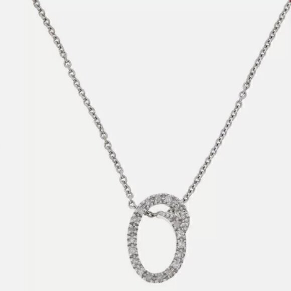 Colleen Lopez .11ct GENUINE Diamond Sterling Silver Initial Necklace "O" NWT - Picture 1 of 11